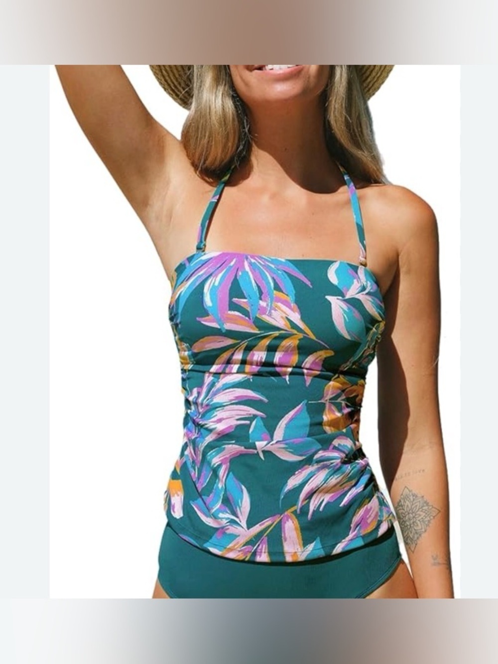 Cupshe • NWT Leafy Print halter Swimsuit Top tank